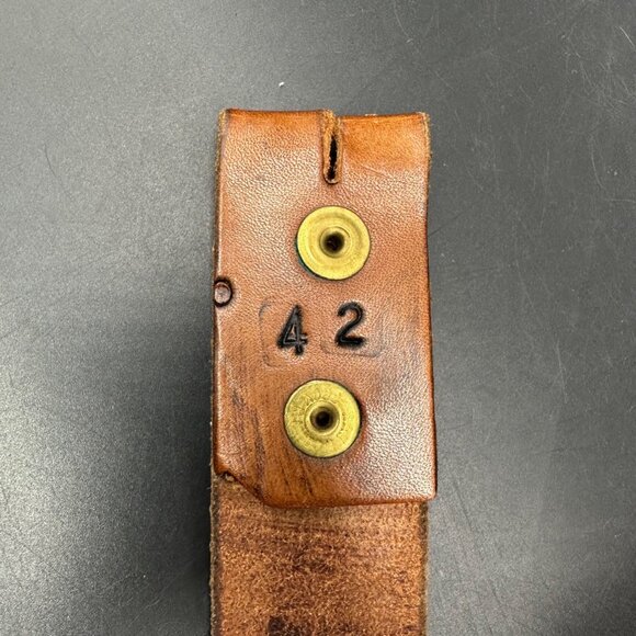 Vintage Tooled Leather Belt Brown Handmade Size 42 Western Cowboy Boho Retro - Picture 3 of 8